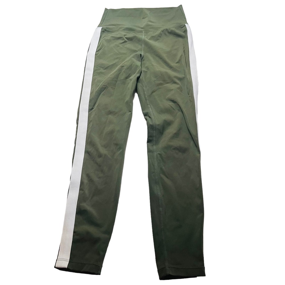 Zyia Active Side Striped High Rise Leggings Size 2 Green Cream - Picture 2 of 10